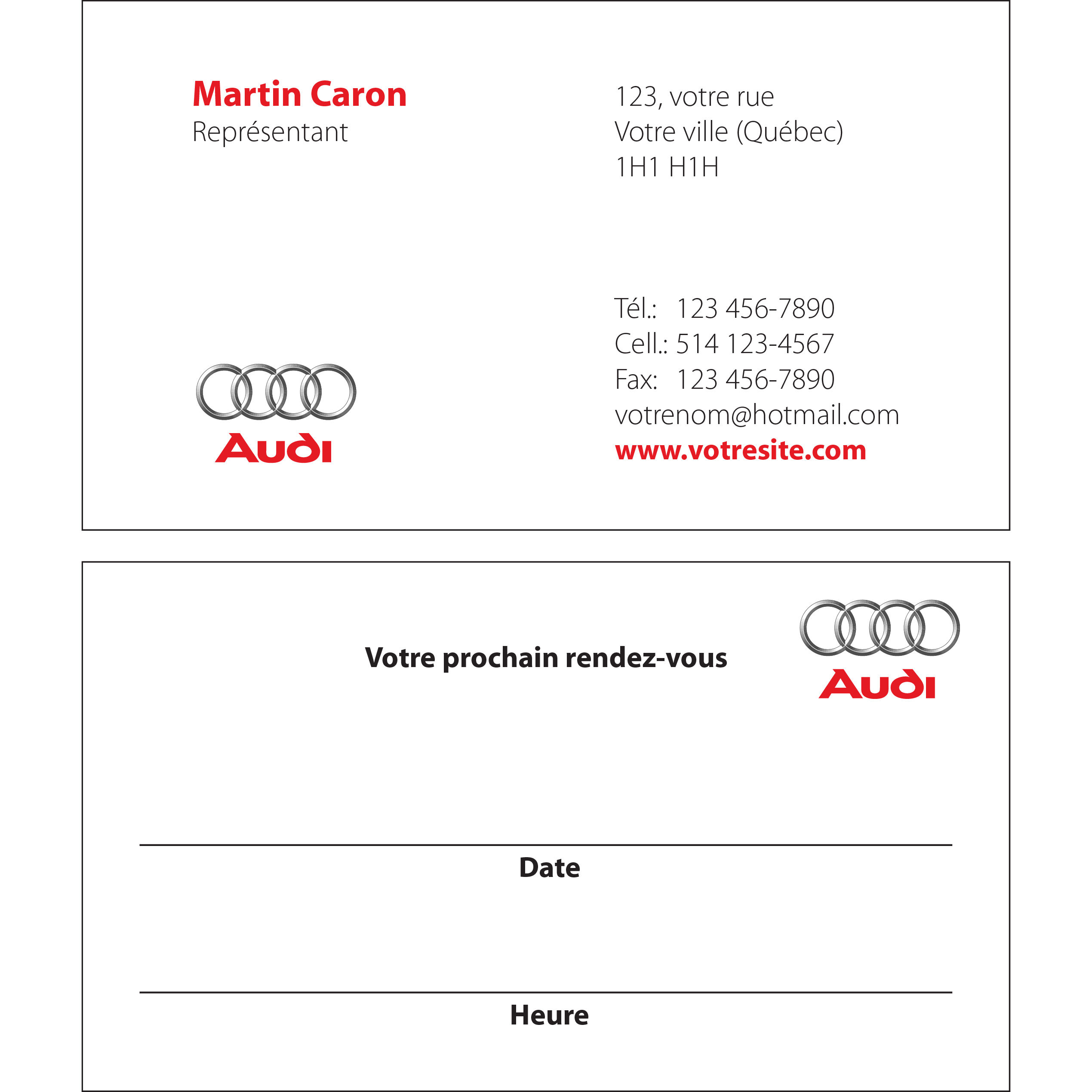 Cartes d'affaires Audi - 2 cts, BCAU04