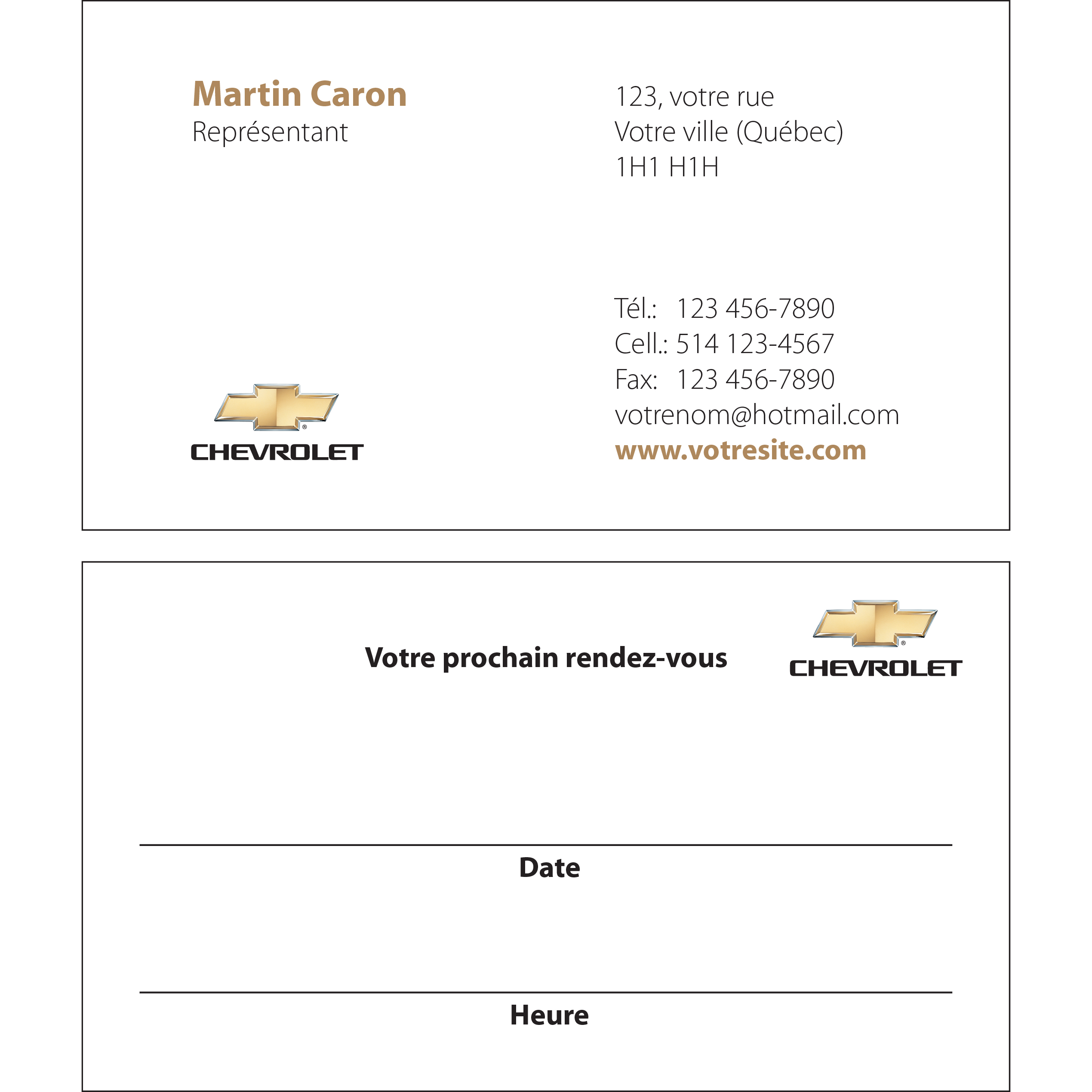 Chevrolet Business cards - 2 sides, BCCH04