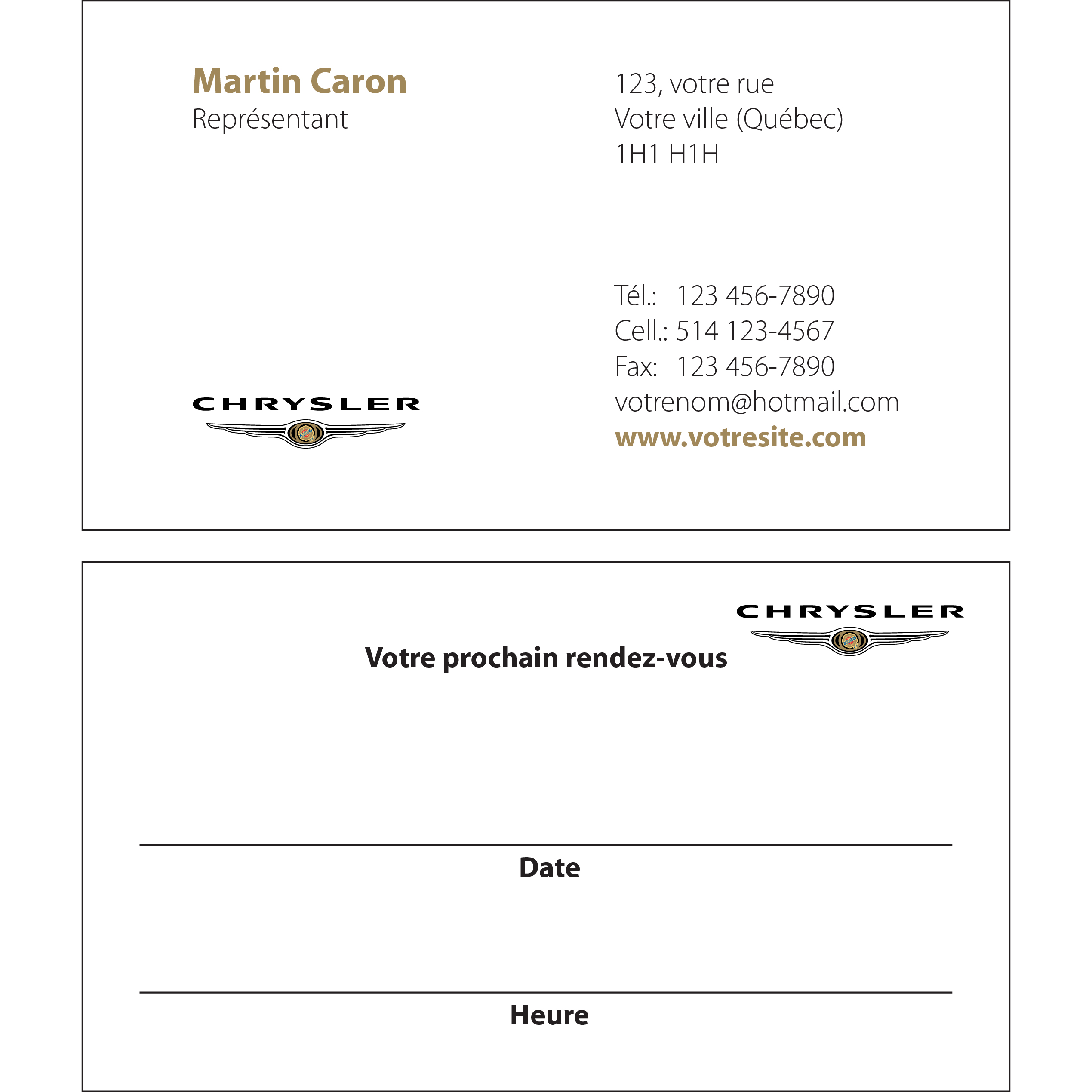 Chrysler Business cards - 2 sides, BCCY04