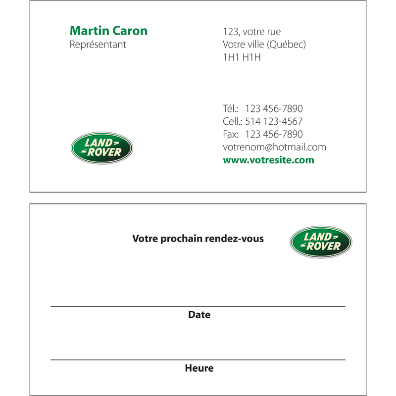 Land Rover Business cards - 2 sides, BCLR04