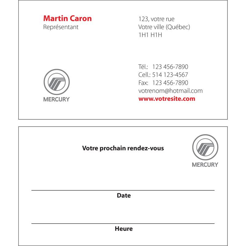 Mercury Business cards - 2 sides, BCME04
