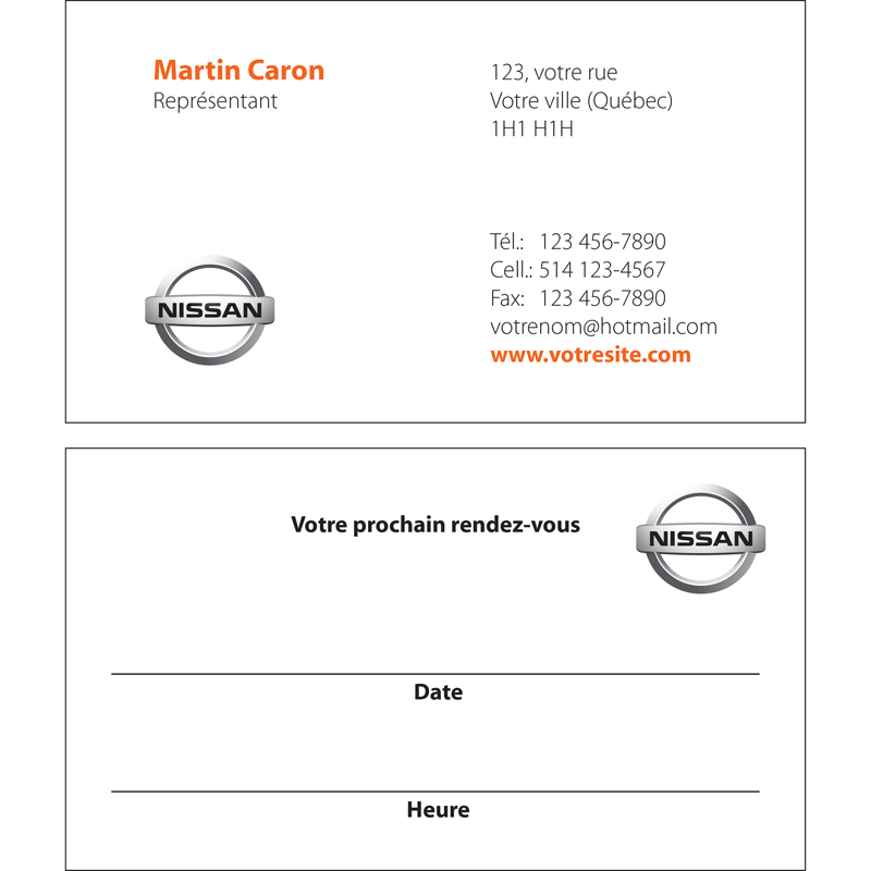 Cartes d'affaires Nissan - 2 cts, BCNI04