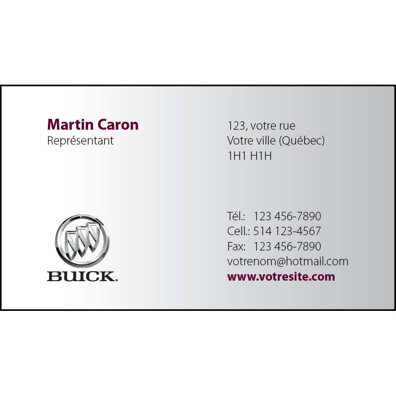 Buick Business cards - 1 side, BCBU02