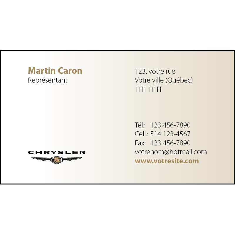 Chrysler Business cards - 1 side, BCCY02