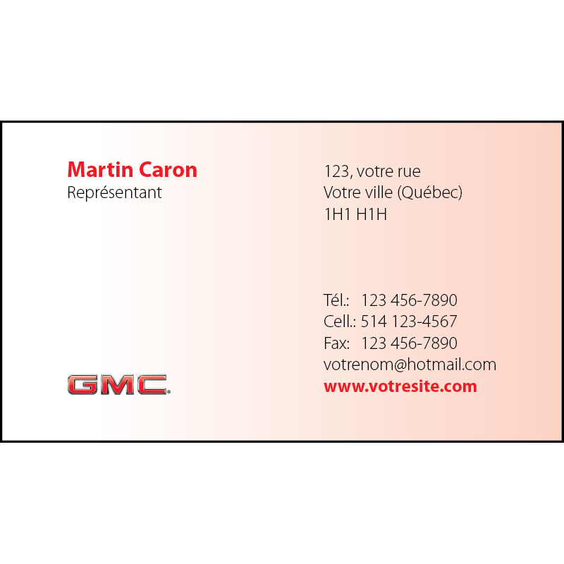 Cartes d'affaires GMC - 1 ct, BCGM02