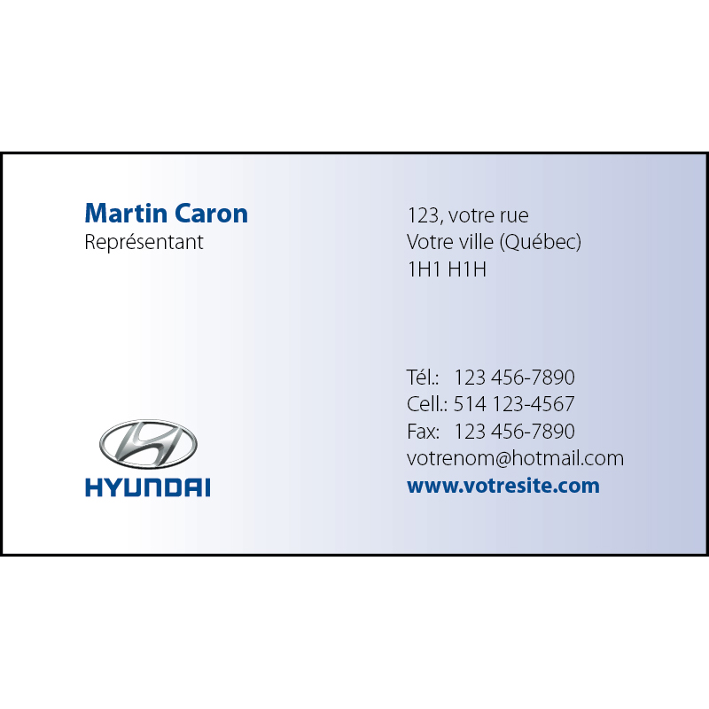 Cartes d'affaires Hyundai - 1 ct, BCHY02