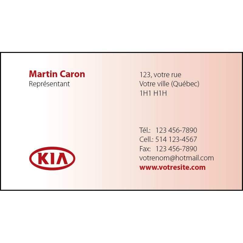 Cartes d'affaires Kia - 1 ct, BCKI02