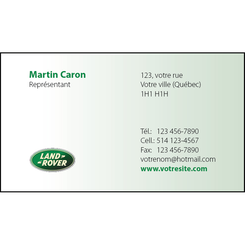 Land Rover Business cards - 1 side, BCLR02