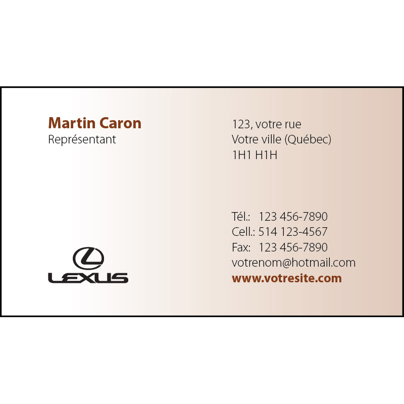 Cartes d'affaires Lexus - 1 ct, BCLX02