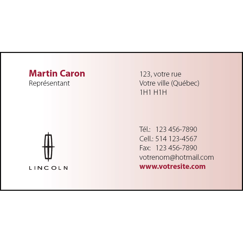 Lincoln Business cards - 1 side, BCLI02