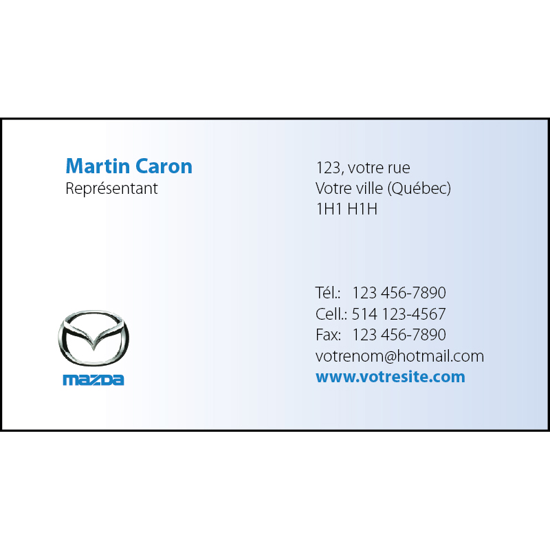 Cartes d'affaires Mazda - 1 ct, BCMA02