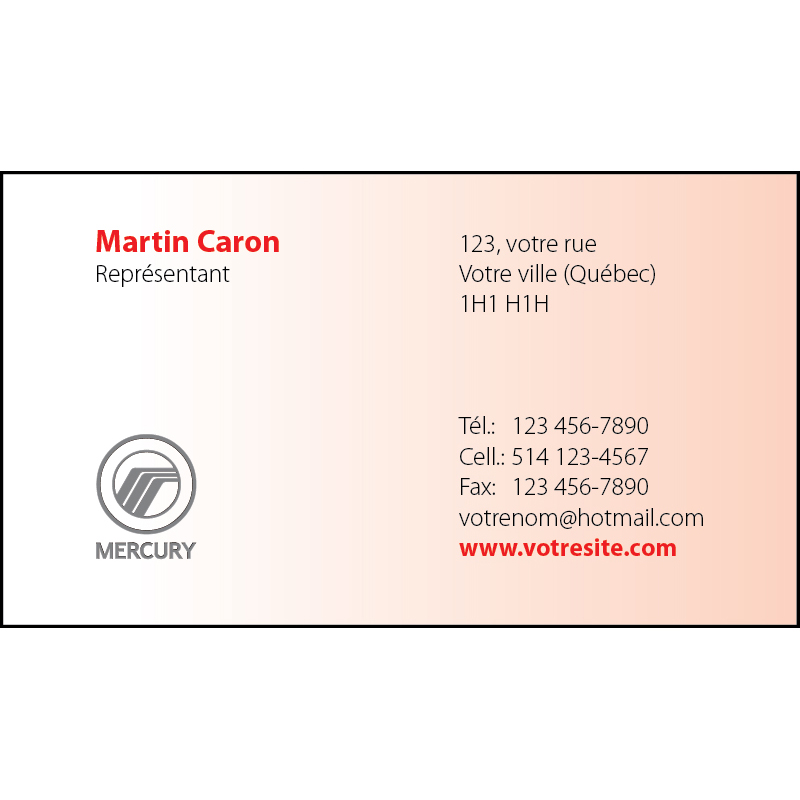 Mercury Business cards - 1 side, BCME02