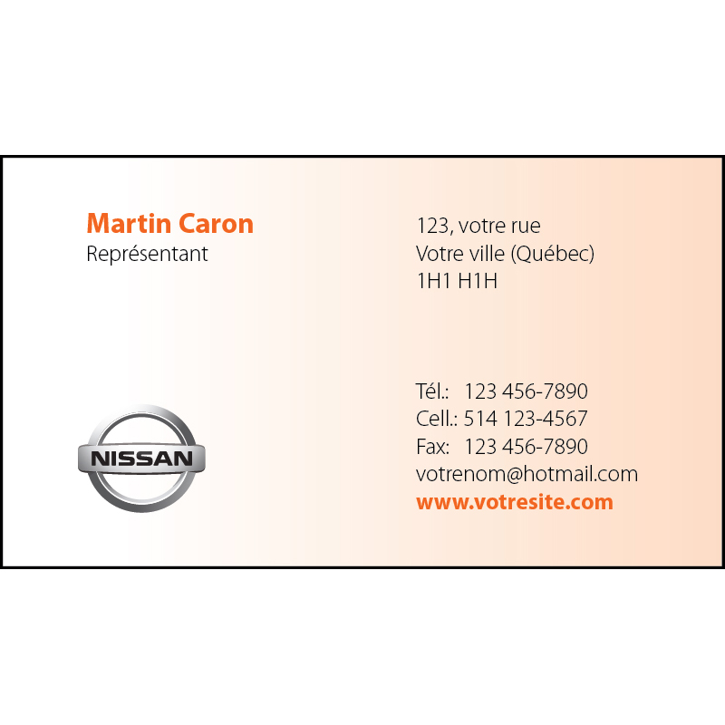 Cartes d'affaires Nissan - 1 ct, BCNI02