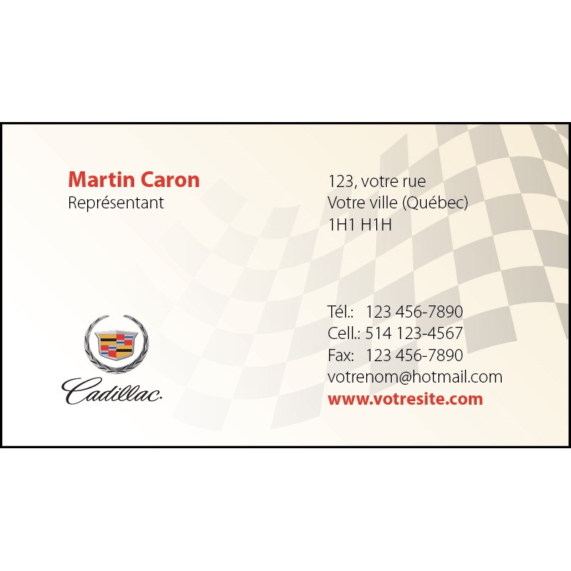 Cartes d'affaires Cadillac - 1 ct, BCCA03