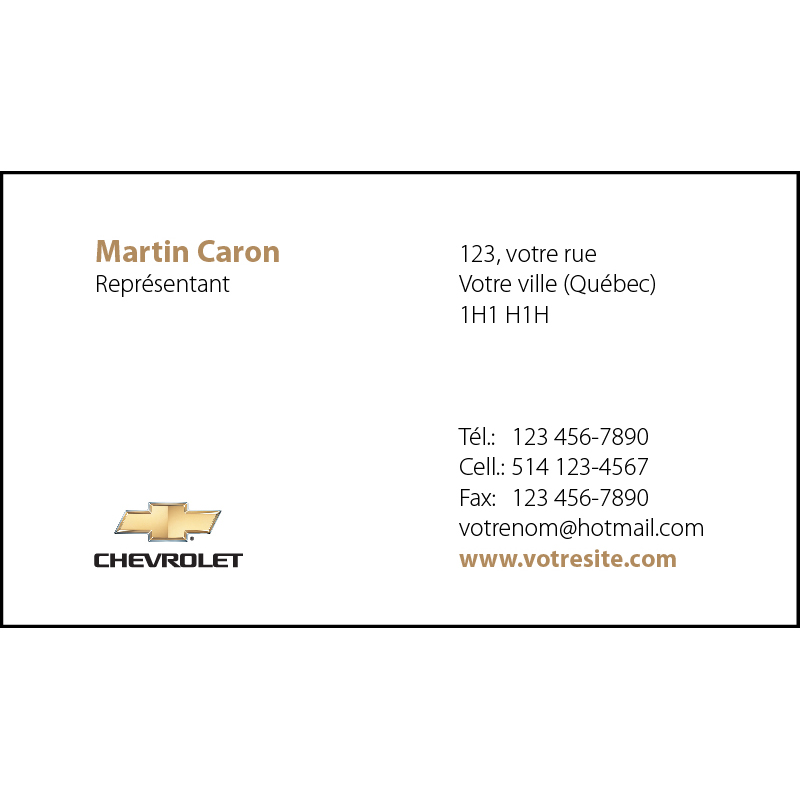 Chevrolet Business cards - 1 side, BCCH01