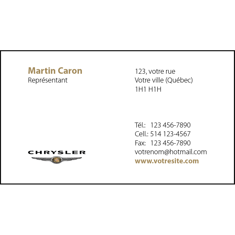 Chrysler Business cards - 1 side, BCCY01