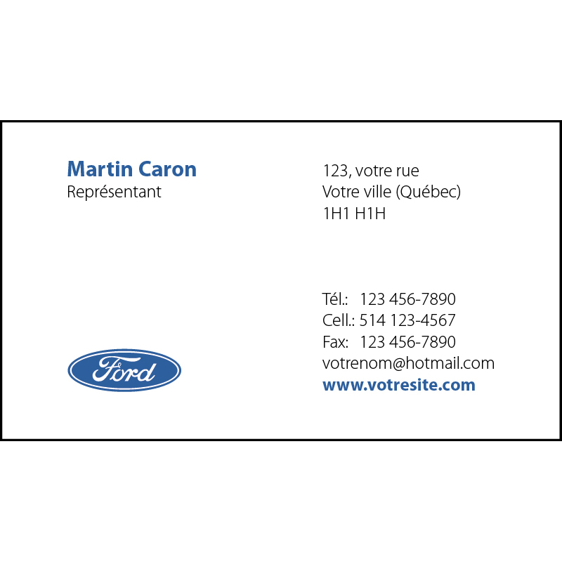 Cartes d'affaires Ford - 1 ct, BCDO01