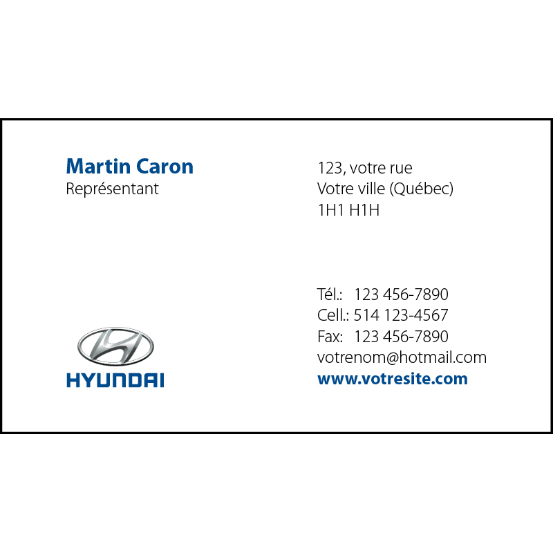 Cartes d'affaires Hyundai - 1 ct, BCHY01