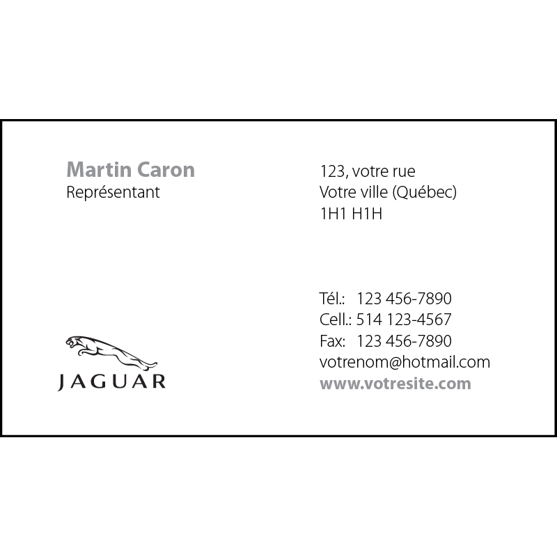 Jaguar Business cards - 1 side, BCJA01