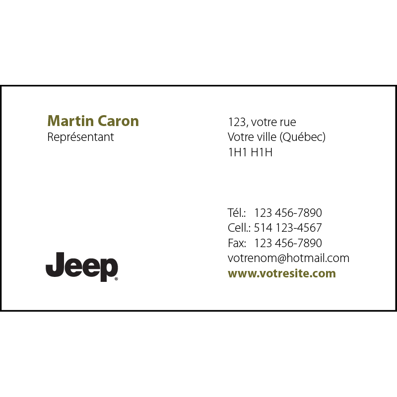 Jeep Business cards - 1 side, BCJE01