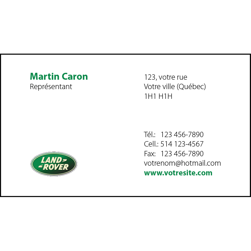 Land Rover Business cards - 1 side, BCLR01