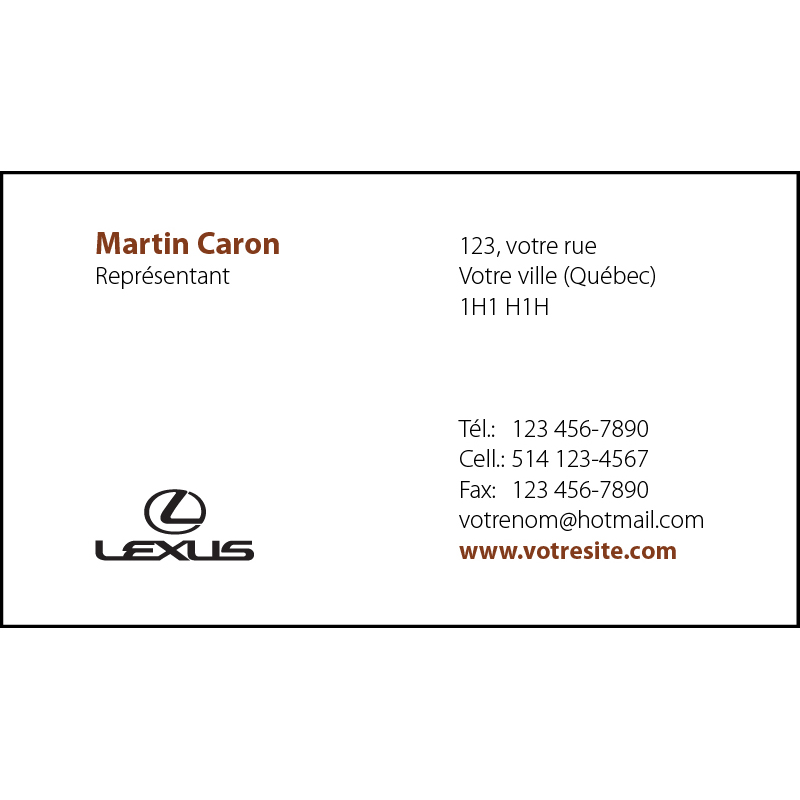 Cartes d'affaires Lexus - 1 ct, BCLX01