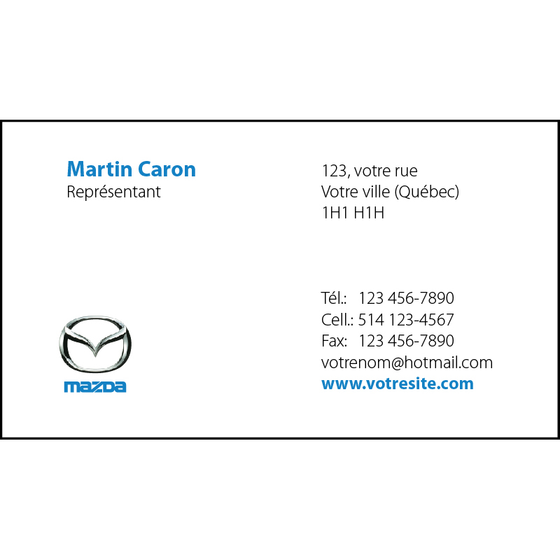 Cartes d'affaires Mazda - 1 ct, BCMA01