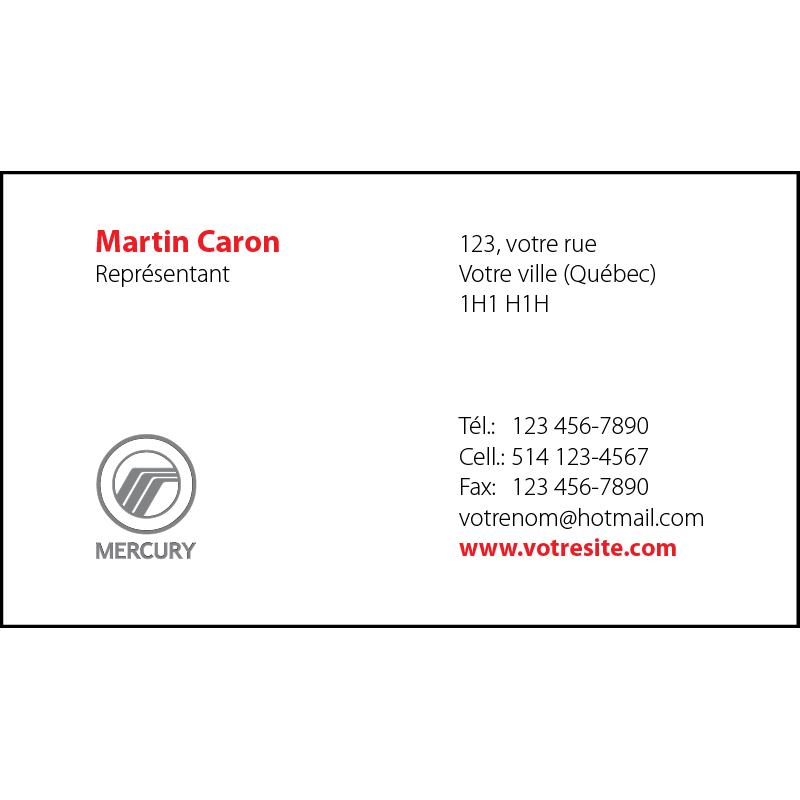 Mercury Business cards - 1 side, BCME01
