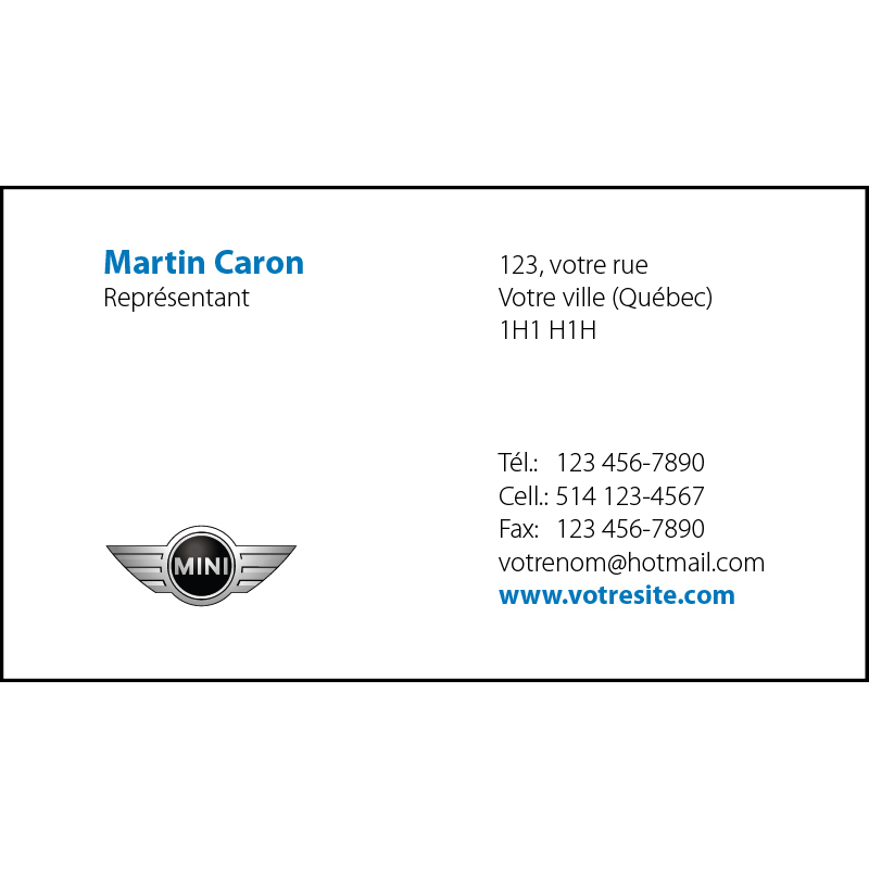 Mini Business cards - 1 side, BCMI01