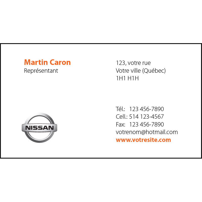 Cartes d'affaires Nissan - 1 ct, BCNI01