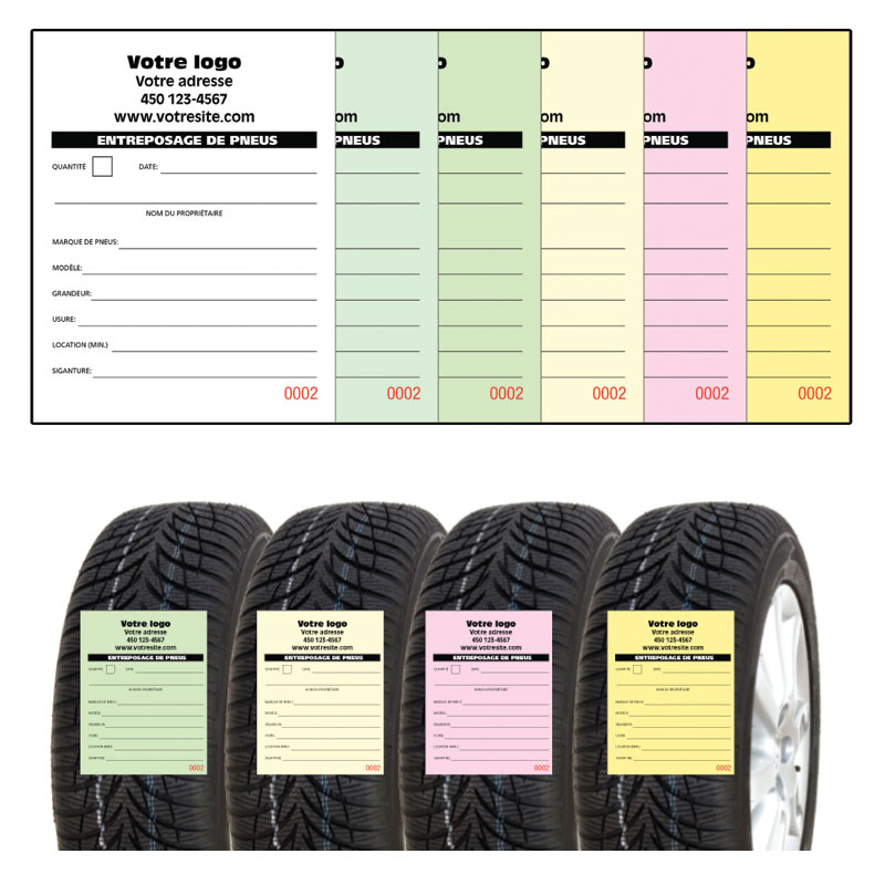 Contract for tire storage 4.25 "X 5.5", ENTPNEU