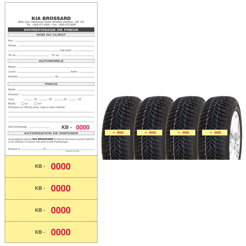 Contract for tire storage 4.25 "X 11", ENTPNEU2